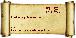 Dékány Renáta névjegykártya
